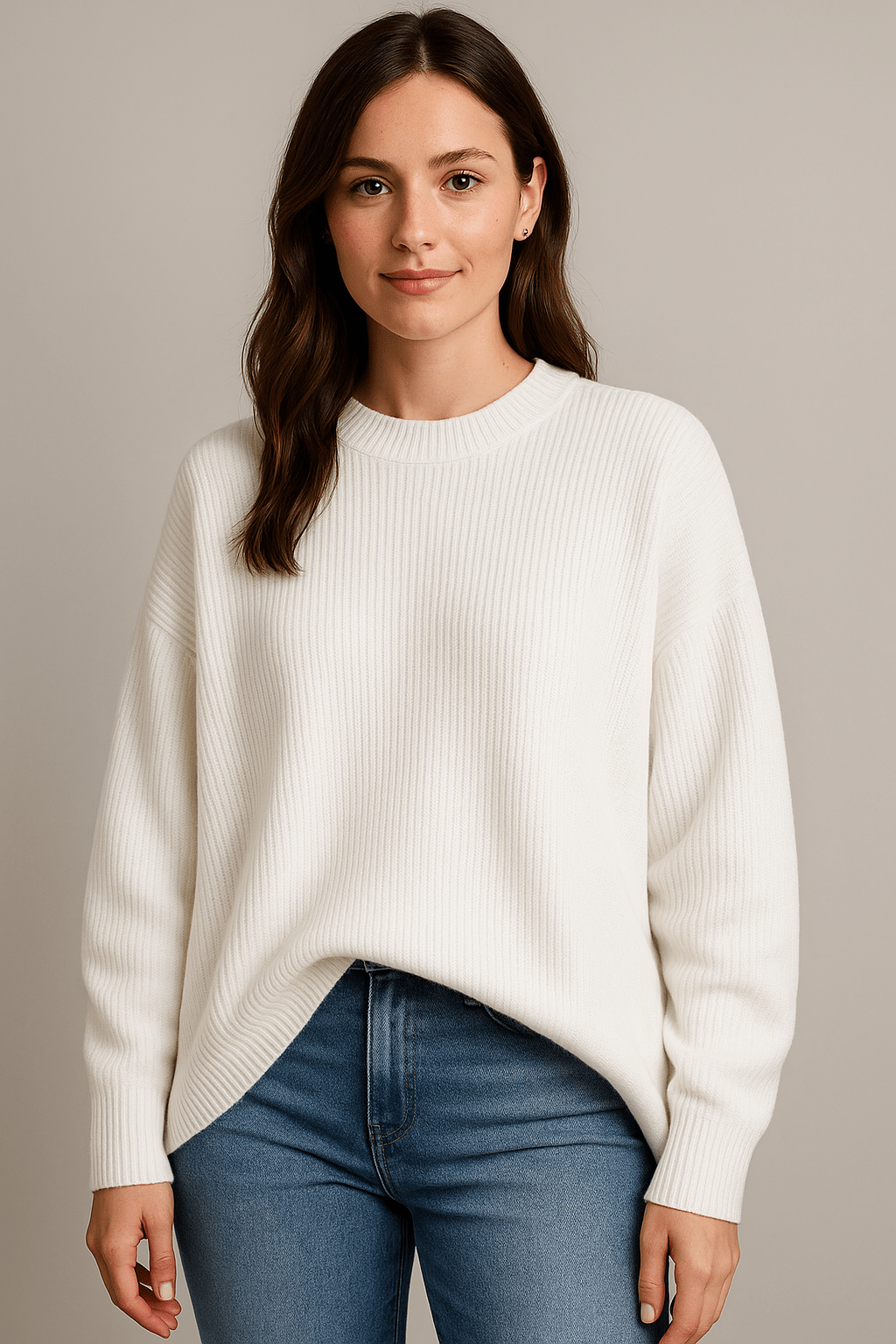Bella – Women’s Oversized Knit Sweater with Side Slits – Cotton Blend