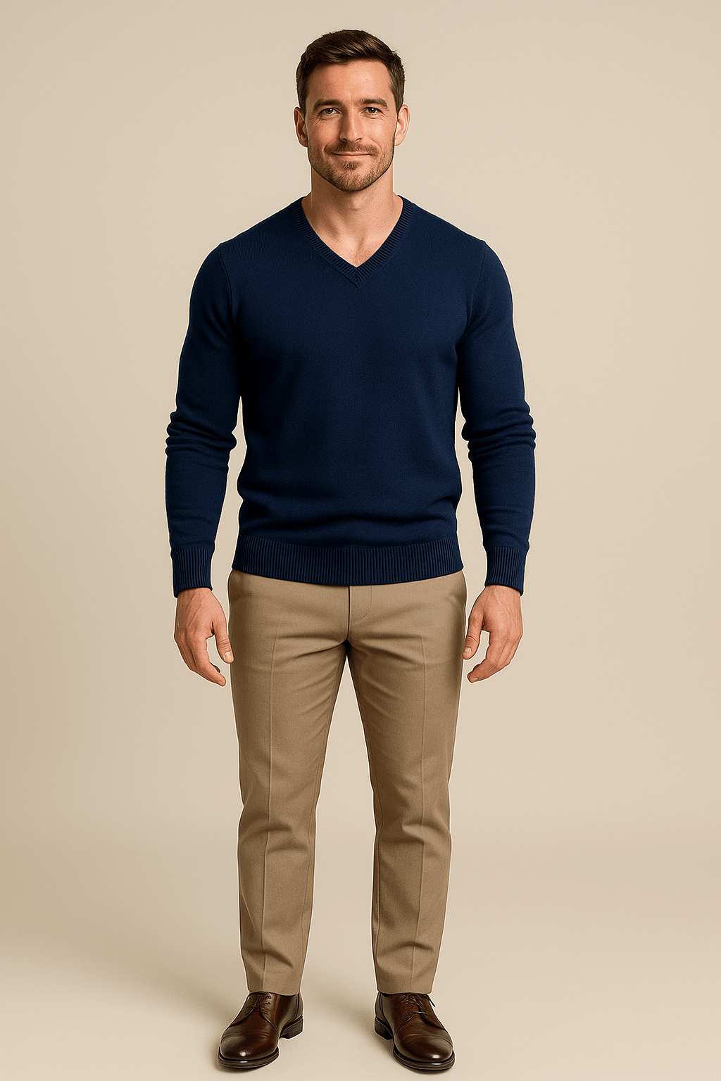 Henrik – Men’s Slim Fit Knitted Cotton Blend V-Neck Sweater