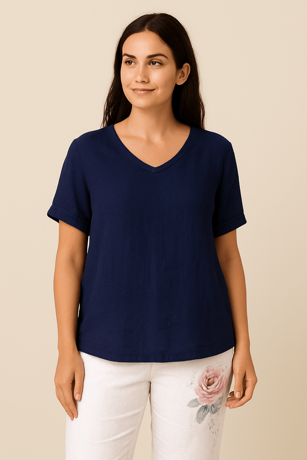 Jeanny Relaxed Fit Cotton-Linen Blouse – Lightly Textured Casual Style