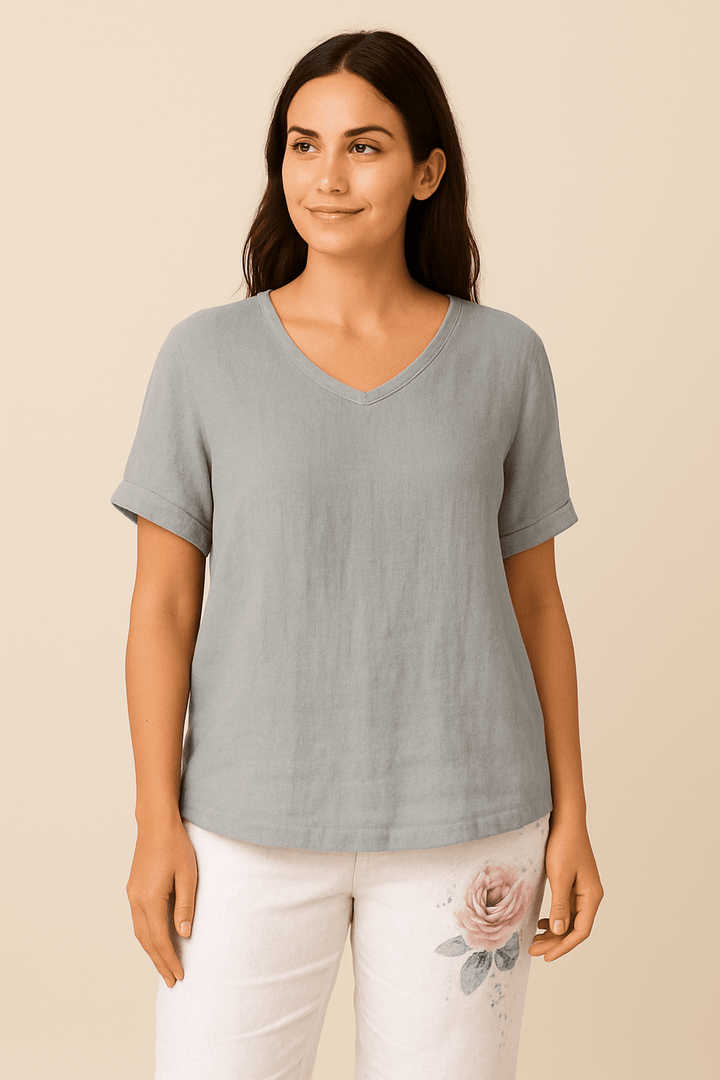 Jeanny Relaxed Fit Cotton-Linen Blouse – Lightly Textured Casual Style