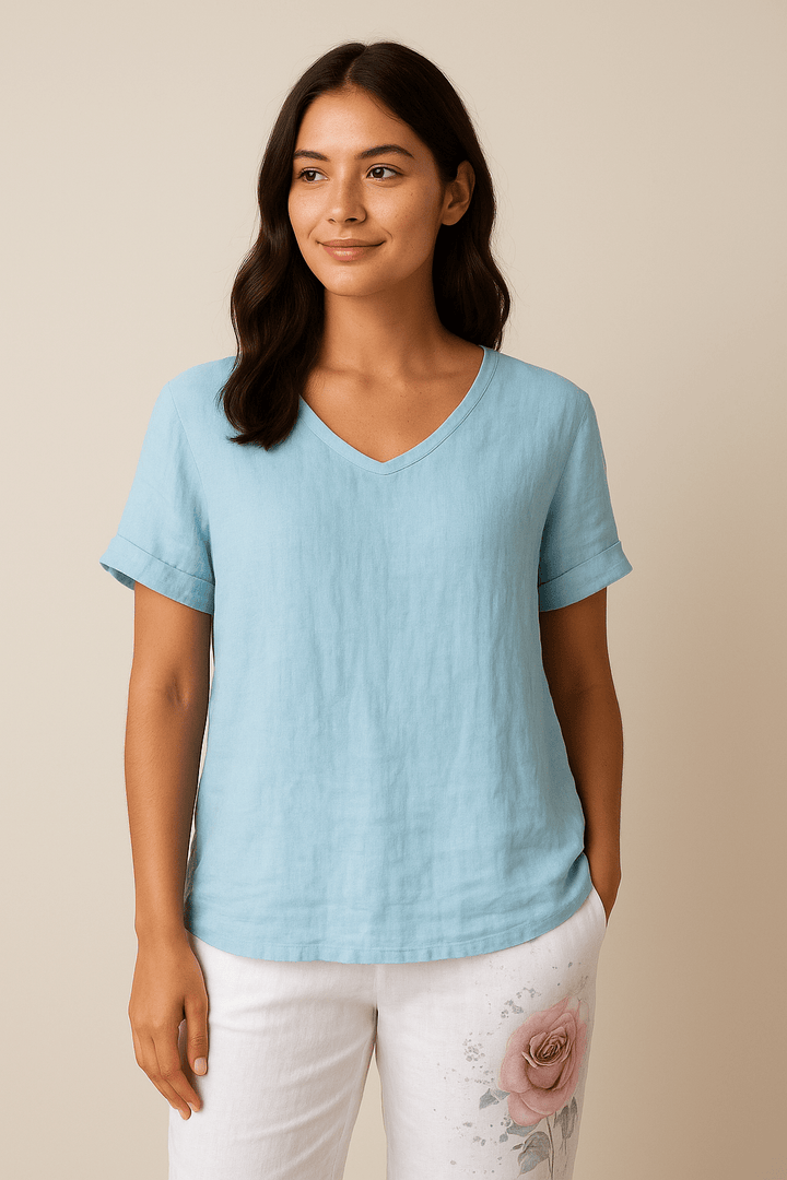 Jeanny Relaxed Fit Cotton-Linen Blouse – Lightly Textured Casual Style
