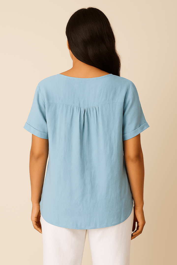 Jeanny Relaxed Fit Cotton-Linen Blouse – Lightly Textured Casual Style