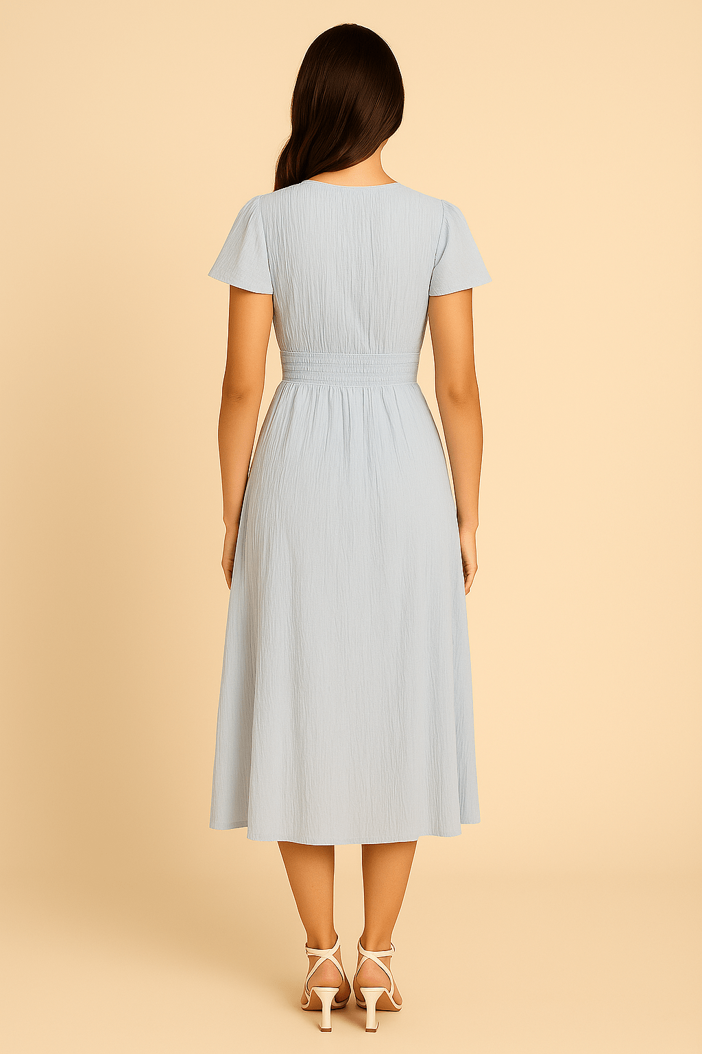 Jenny Womens Flowy Maxi Dress With Button Front And Long Sleeves