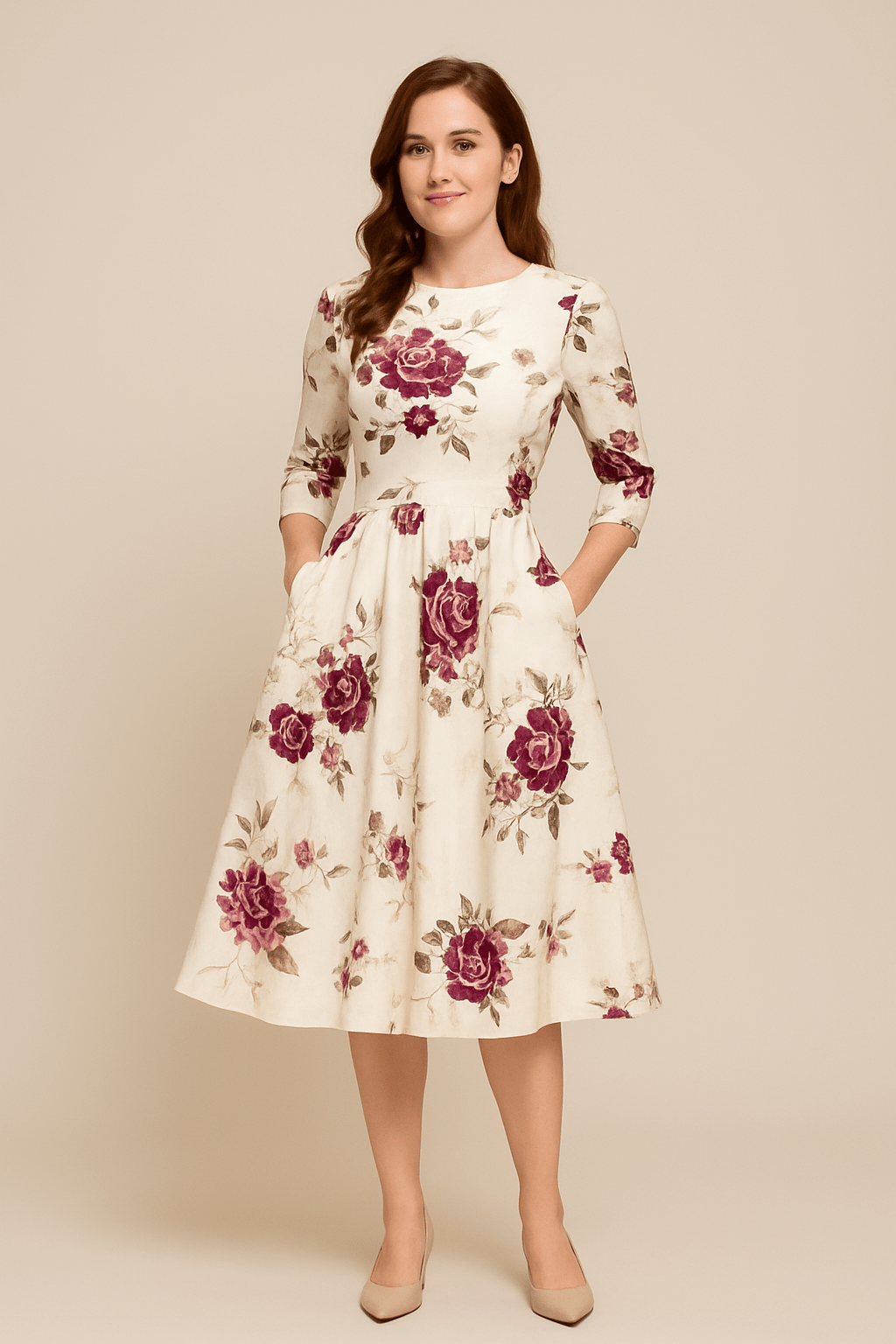 Women's Floral Print A-Line Dress - Elegant Design