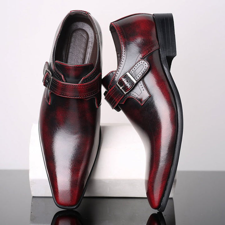 Mateo – Men’s Patent Monk Strap Shoes – Elegant Almond Toe, Padded Insoles