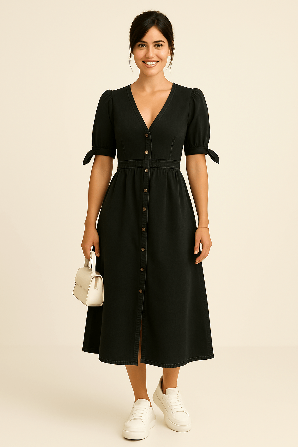 Niamh Maxi Dress – Denim Elegance, Soft Stretch, Urban Grace