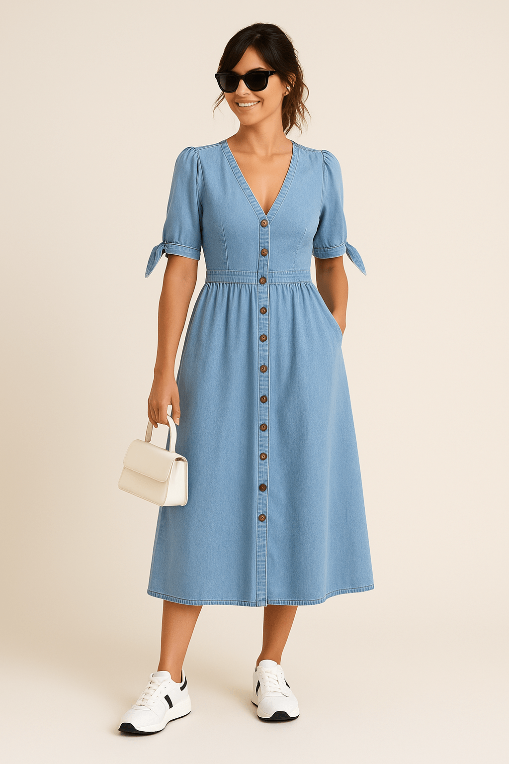Niamh Maxi Dress – Denim Elegance, Soft Stretch, Urban Grace