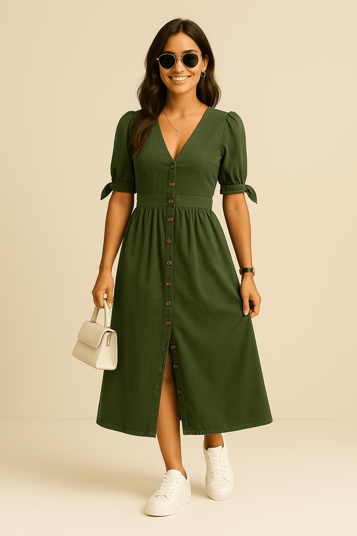Niamh Maxi Dress – Denim Elegance, Soft Stretch, Urban Grace