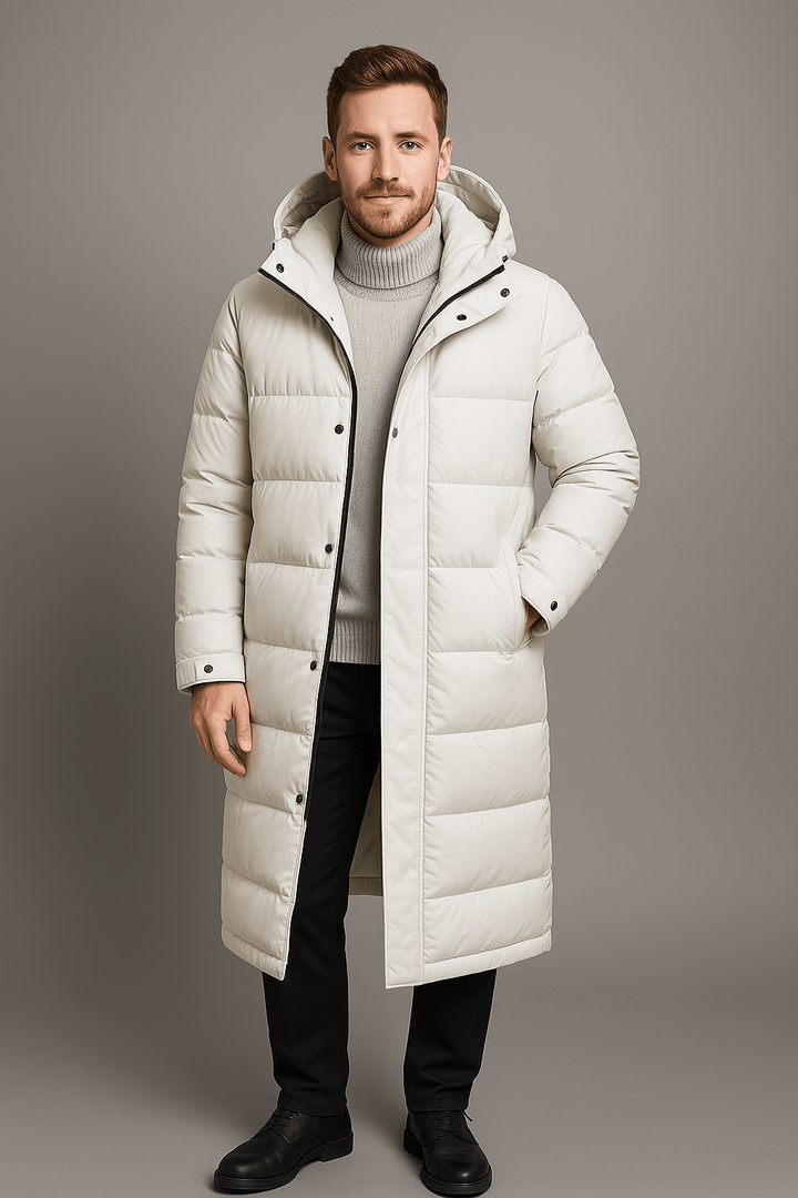 Noah – Men’s Heavy Insulated Hooded Trench Coat with Relaxed Fit