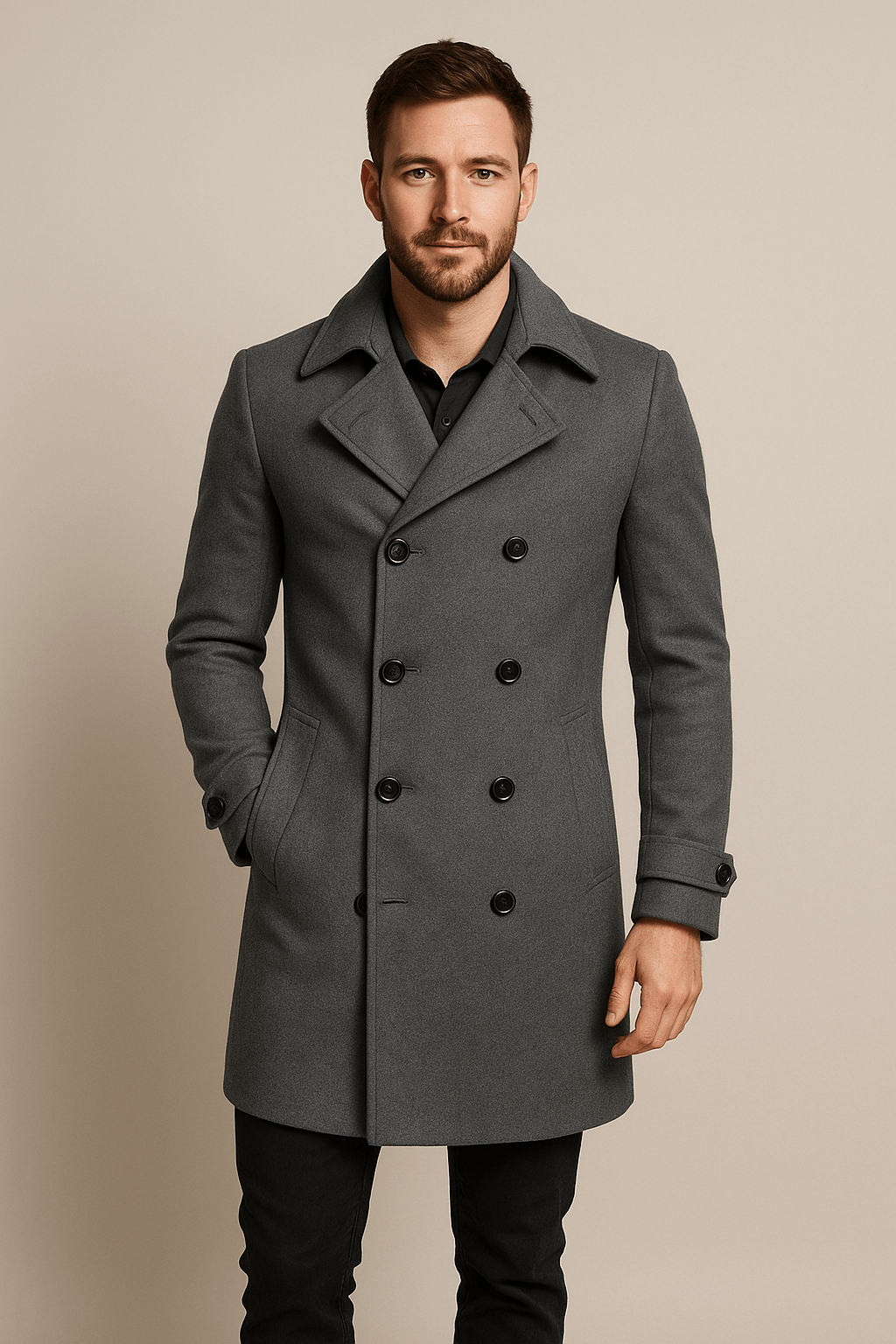 Mikkel – Men’s Wool Blend Double-Breasted Jacket with Tailored Fit