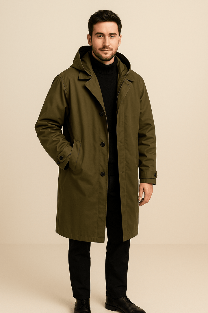 Nikolai – Men’s Tailored Wool Blend Double-Breasted Trench Coat