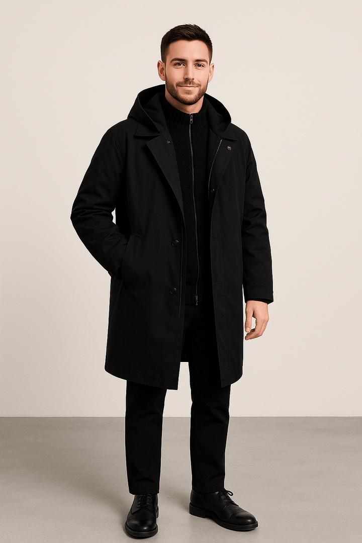 Nikolai – Men’s Tailored Wool Blend Double-Breasted Trench Coat